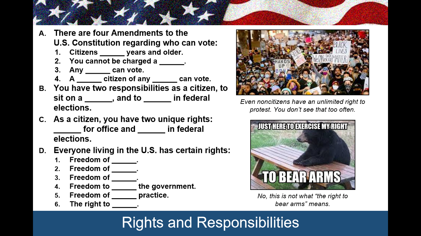 US Citizenship Test Flashcards Inglés y Español